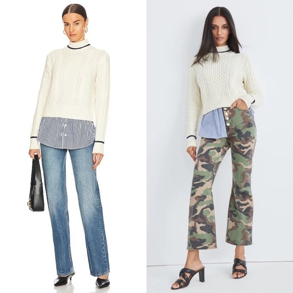 Veronica Beard Sweaters - Veronica Beard Fritz Mixed Media Sweater in Ivory